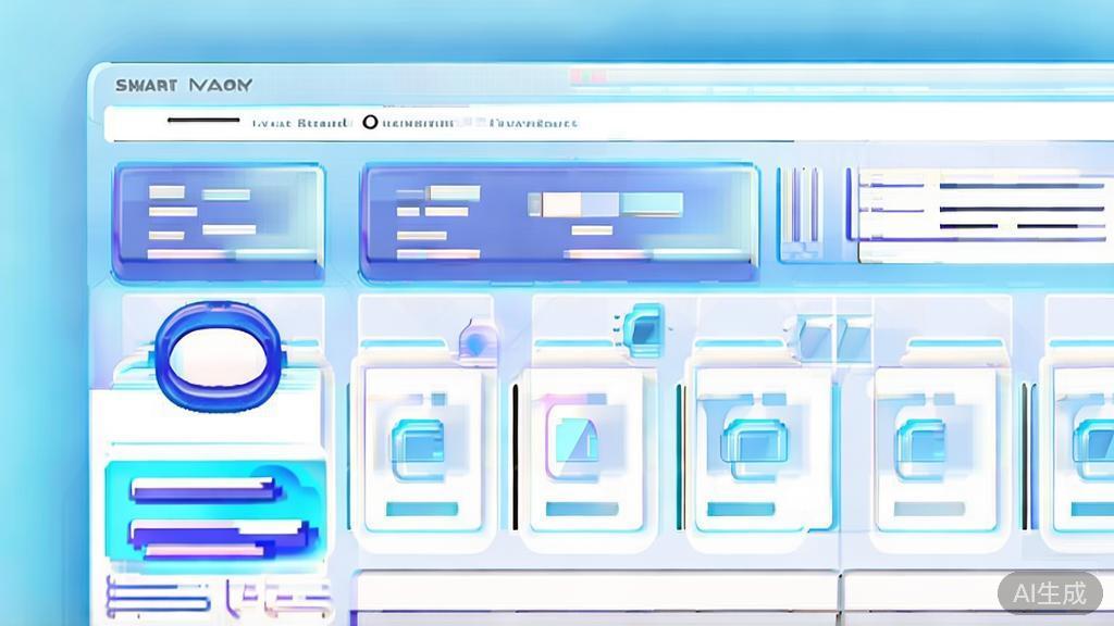 Flat vector illustration of 智能短剧工具, dashboard style, soft blue gradient