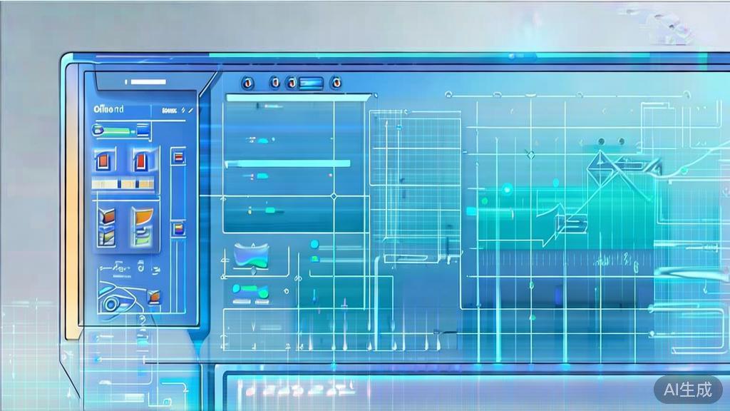 Flat vector illustration of future trends in video production software, dashboard style, soft blue gradient