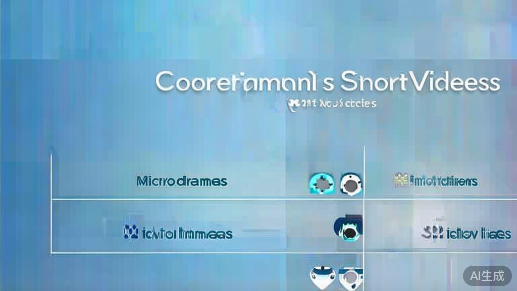 Flat vector illustration of a comparison chart between micro dramas and traditional short videos, dashboard style, soft blue gradient