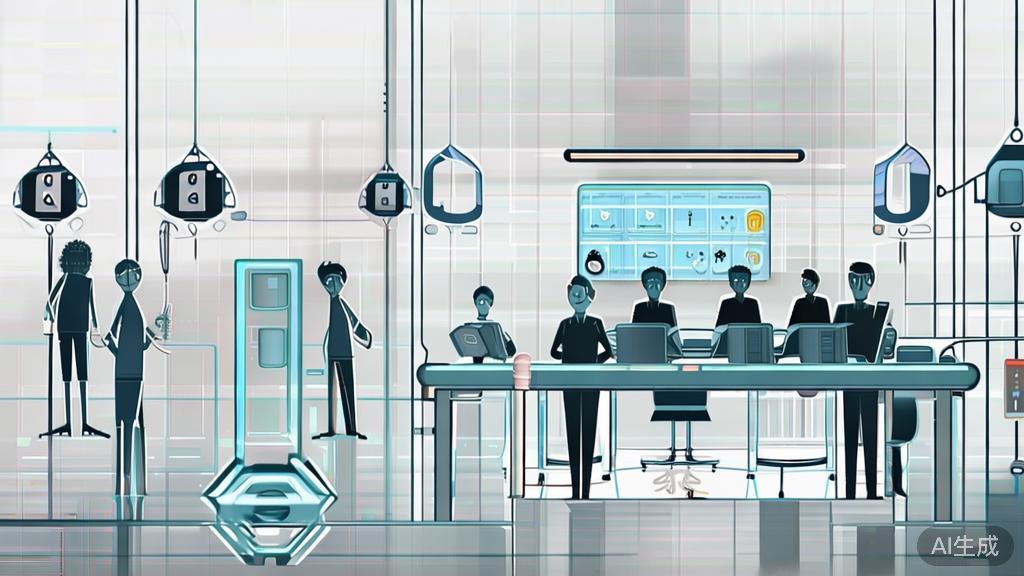 High-quality business illustration regarding innovative technology in short drama production, minimal flat design