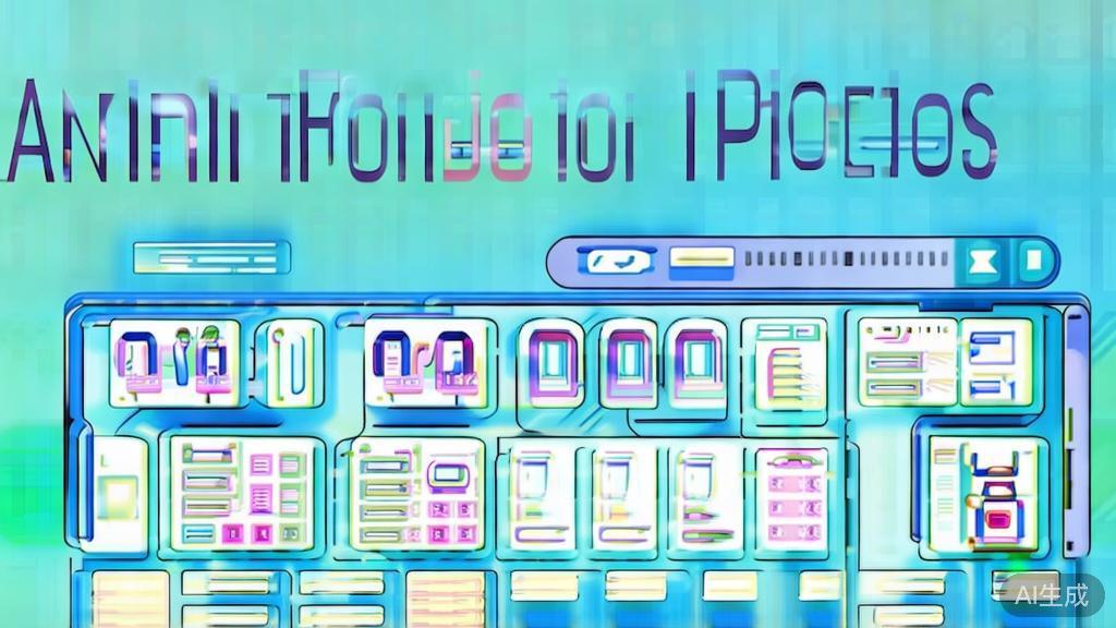 Flat vector illustration of animation production process using AI technology, dashboard style, soft blue gradient