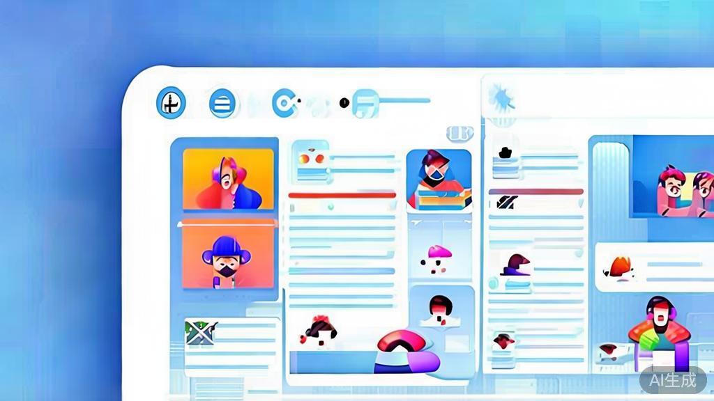 Flat vector illustration of user-generated content in animation, dashboard style, soft blue gradient