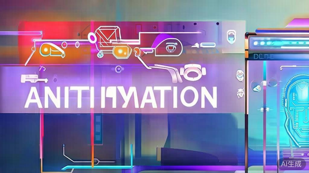 High-quality business illustration regarding AI in animation production, minimal flat design