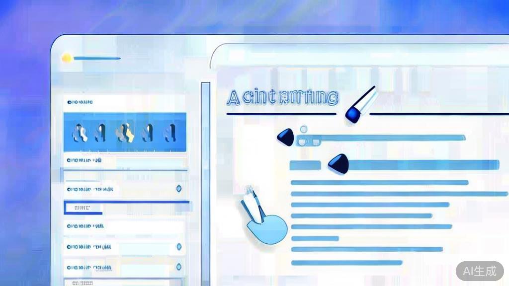 Flat vector illustration of AI scriptwriting for animation, dashboard style, soft blue gradient