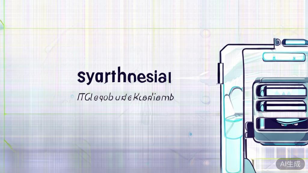 "High-quality business illustration regarding Synthesia AI tool, minimal flat design"