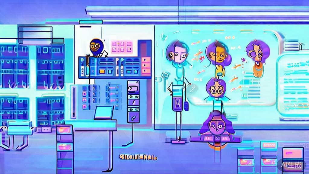 Flat vector illustration of brainstorming session for AI short play, dashboard style, soft blue gradient