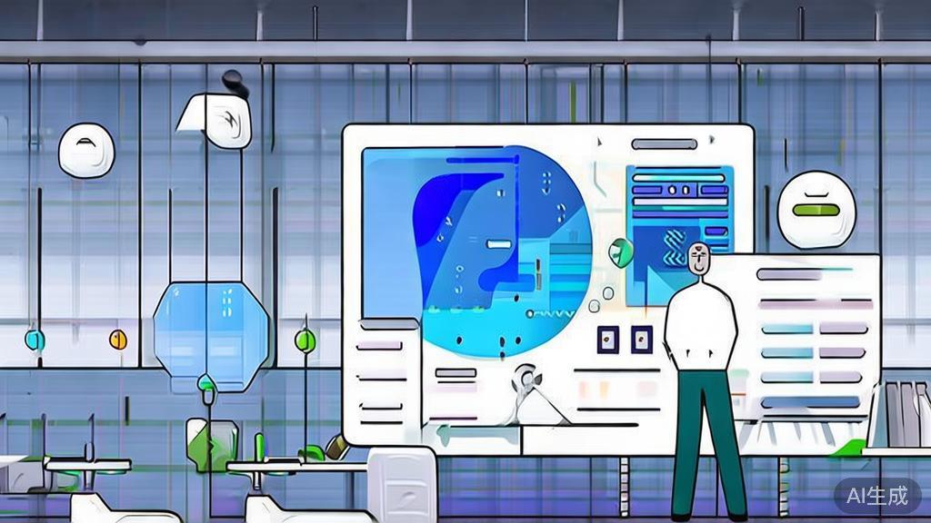 High-quality business illustration regarding creative inspiration from AI, minimal flat design