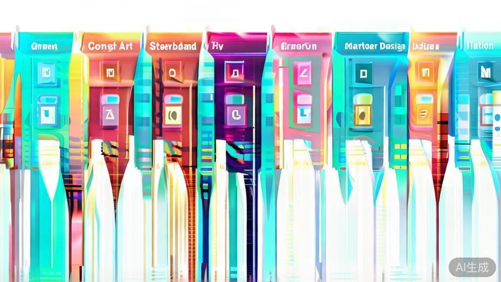 High-quality business illustration regarding animation creation steps, minimal flat design