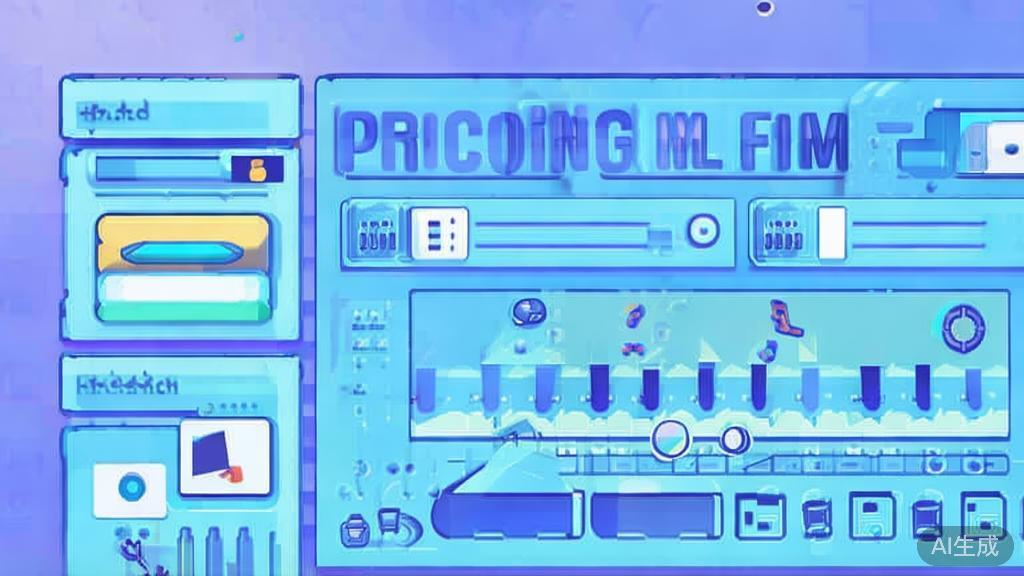 "Flat vector illustration of pricing analysis for short film production platforms, dashboard style, soft blue gradient"