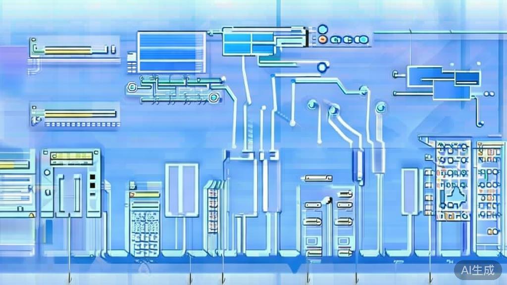 "Flat vector illustration of AI short film creation process, dashboard style, soft blue gradient"