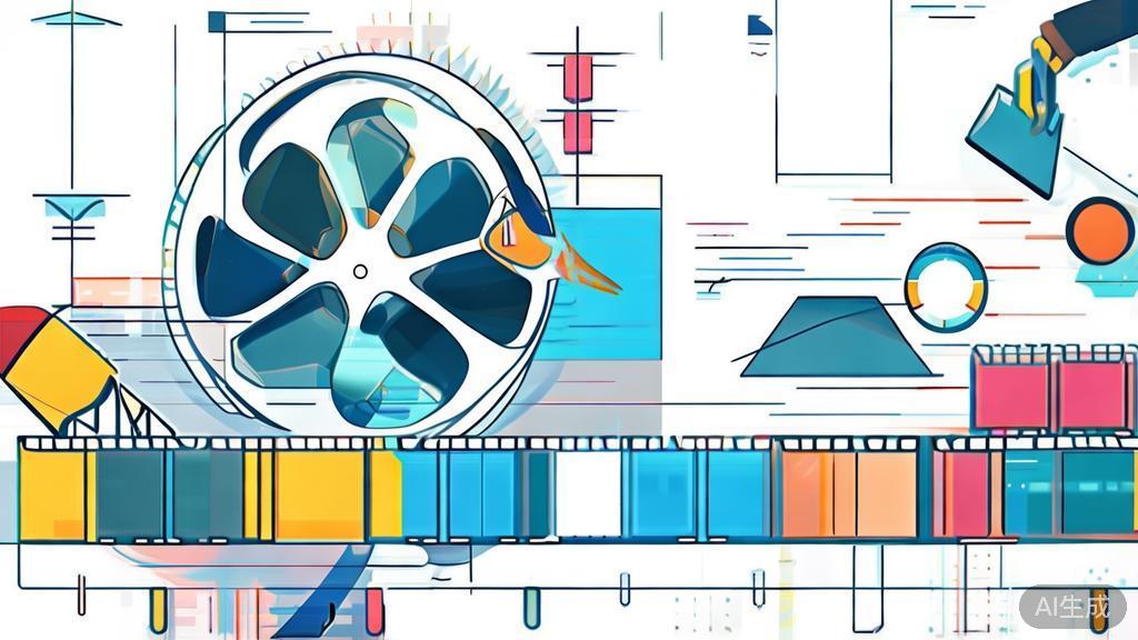 High-quality business illustration regarding creativity in film making, minimal flat design
