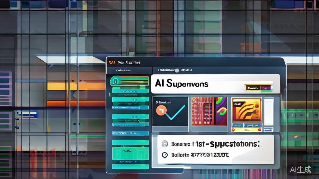 "High-quality business illustration regarding AI in post-production, showing editing software interface with AI suggestions, minimal flat design"