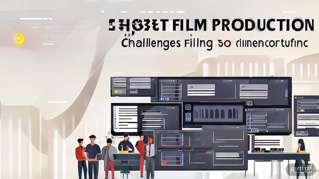 High-quality business illustration regarding challenges and opportunities in short film production, minimal flat design