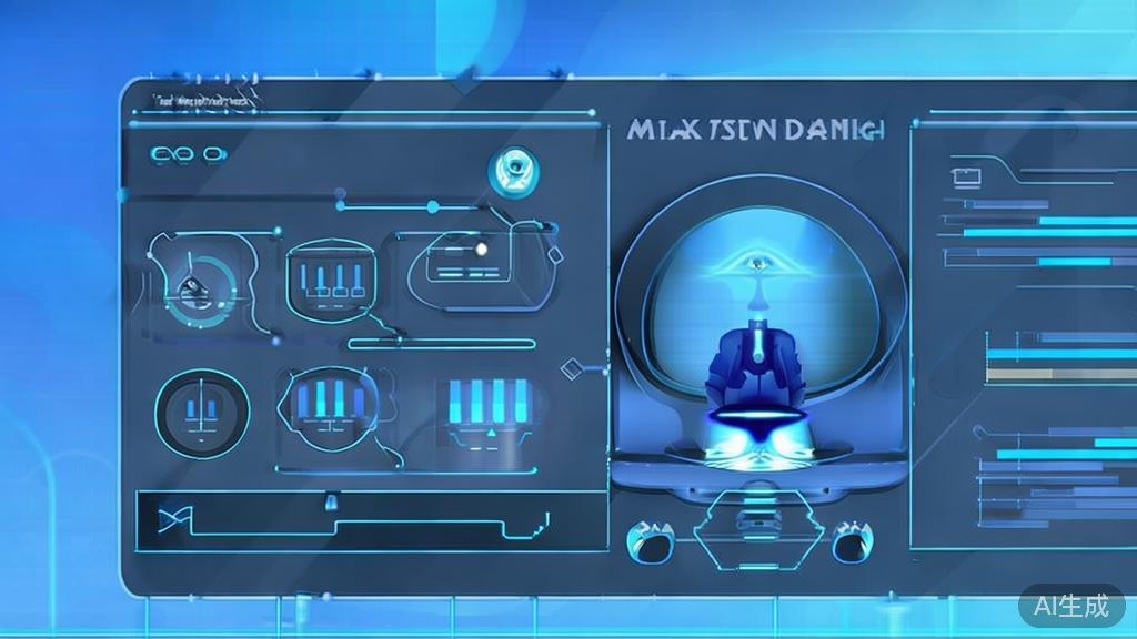 Flat vector illustration of brand marketing using AI animation, dashboard style, soft blue gradient