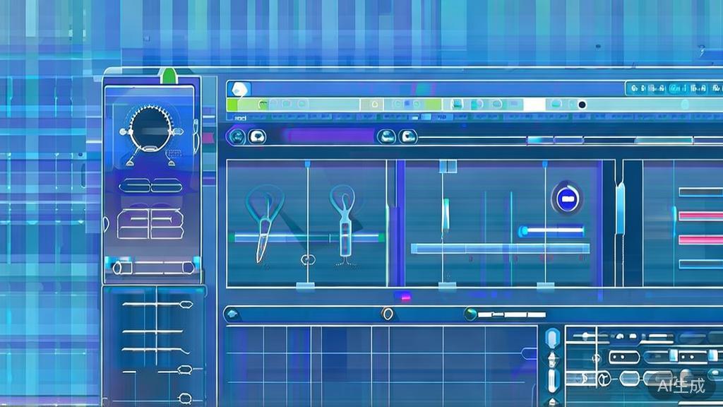Flat vector illustration of video editing process, dashboard style, soft blue gradient
