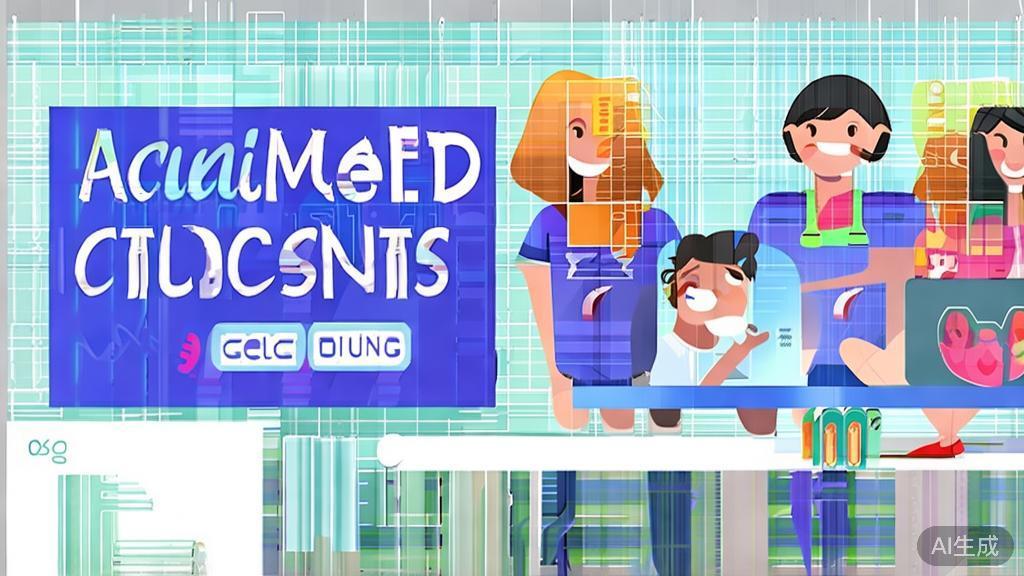 "Flat vector illustration of students discussing about anime courses, dashboard style, soft blue gradient"