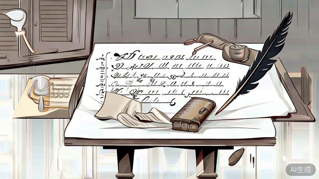 "High-quality illustration representing traditional scriptwriting process, minimal flat design"