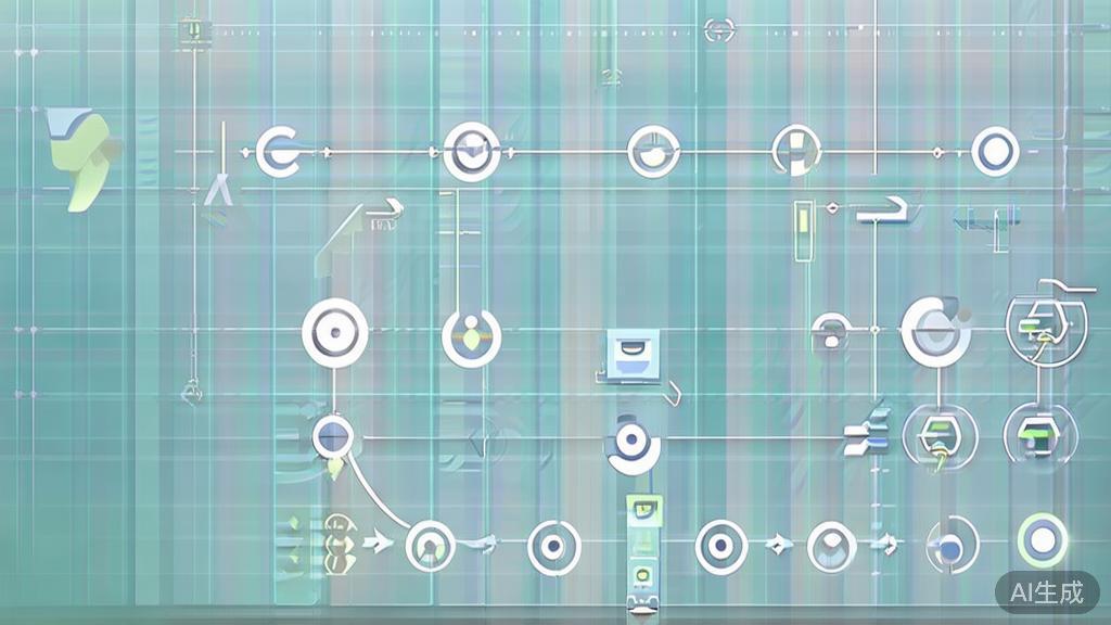 "Flat vector illustration of automation process in animation, dashboard style, soft blue gradient"