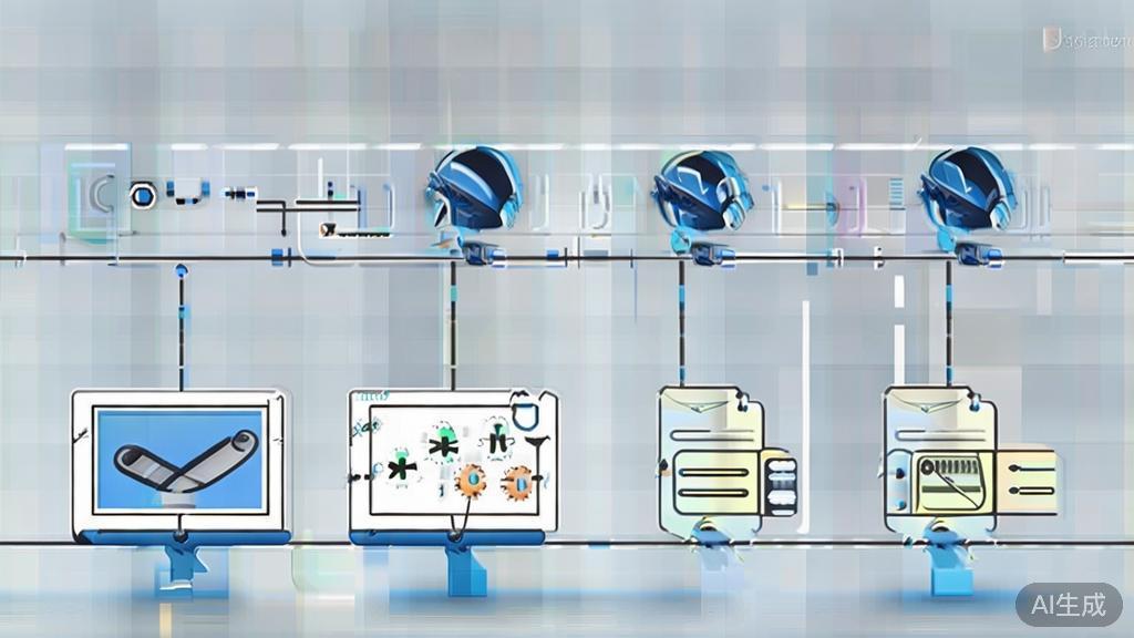 "High-quality business illustration regarding AI animation process, minimal flat design"