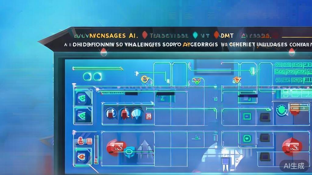 Flat vector illustration of AI short drama advantages and challenges, dashboard style, soft blue gradient