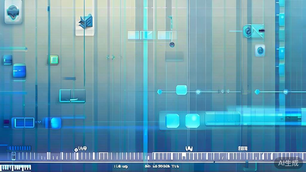 "Flat vector illustration of real-time video editing process, dashboard style, soft blue gradient"