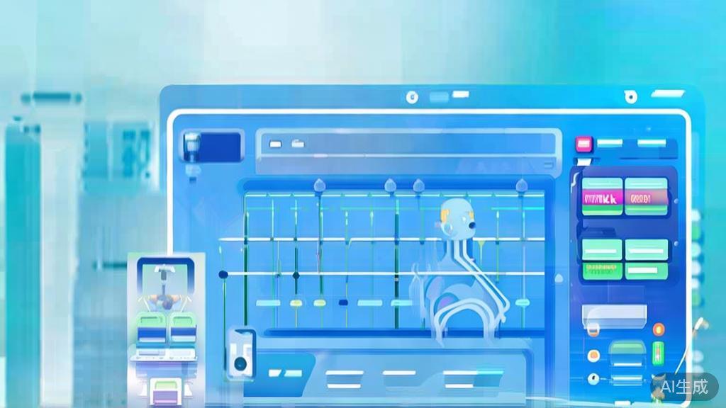 Flat vector illustration of video editing process with AI assistance, dashboard style, soft blue gradient