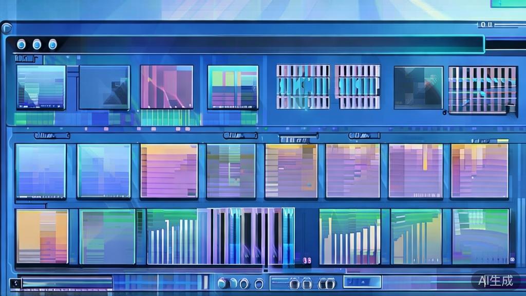 Flat vector illustration of visual effects in video editing, dashboard style, soft blue gradient