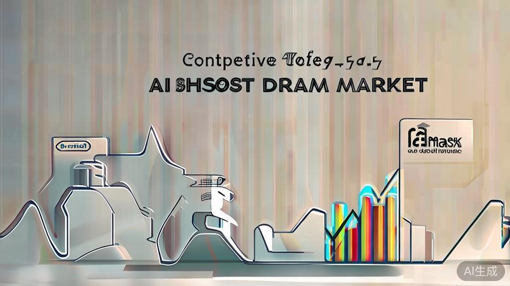 High-quality business illustration regarding competitive landscape in AI short drama market, minimal flat design