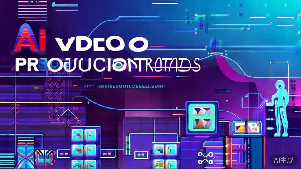 High-quality business illustration regarding future trends in AI video production, minimal flat design