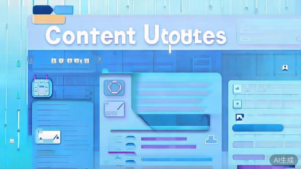 Flat vector illustration of content update, dashboard style, soft blue gradient