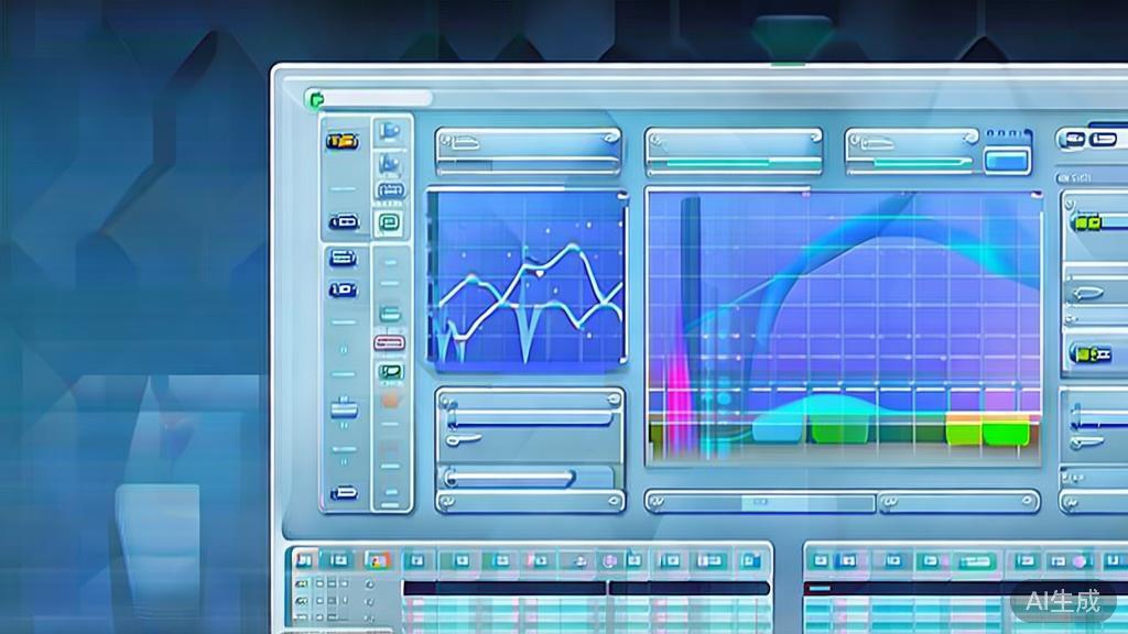 Flat vector illustration of video editing tools, dashboard style, soft blue gradient