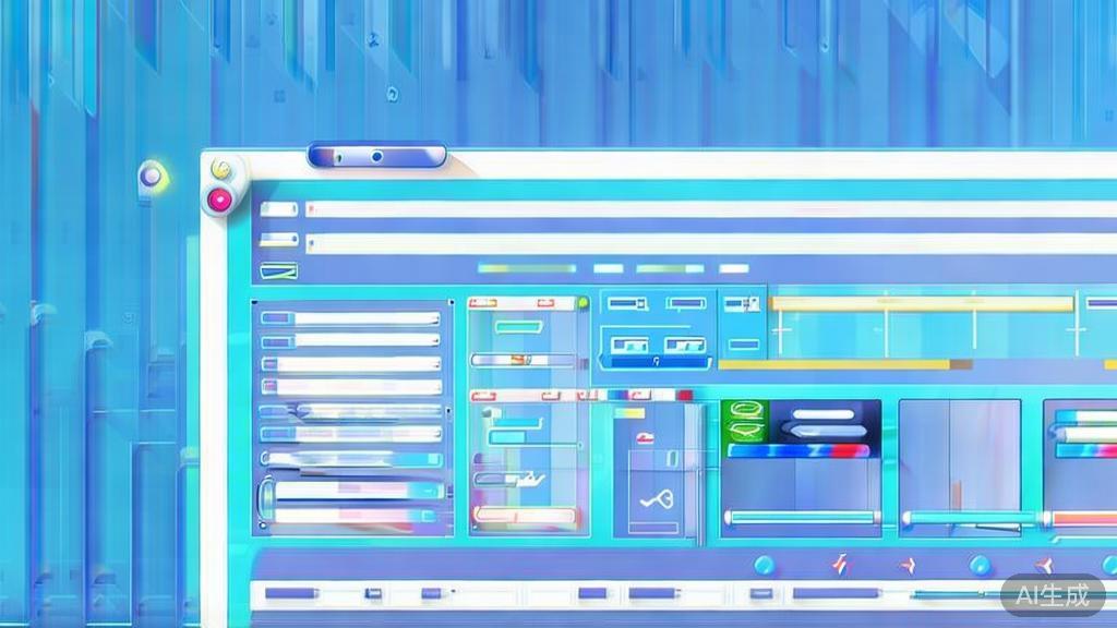 Flat vector illustration of video editing features, dashboard style, soft blue gradient