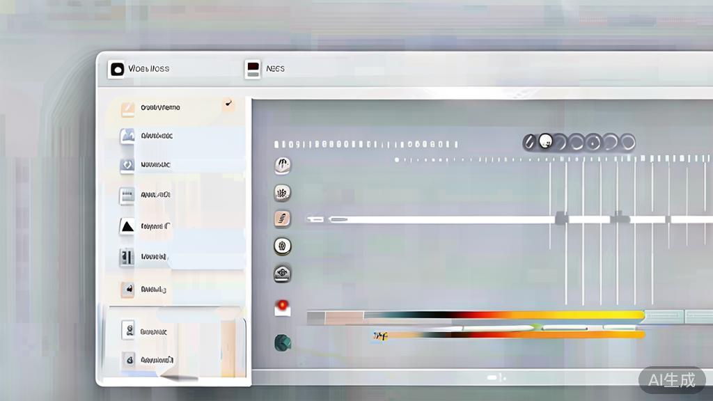 High-quality illustration showcasing user-friendly interface of video editing software, minimal flat design