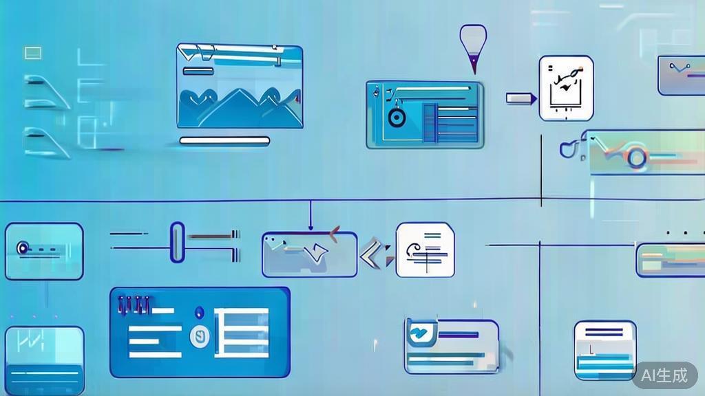 Flat vector illustration of website structure optimization, dashboard style, soft blue gradient