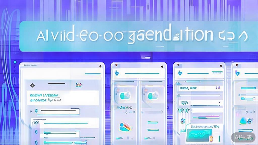 Flat vector illustration of comparing AI video generation tools, dashboard style, soft blue gradient