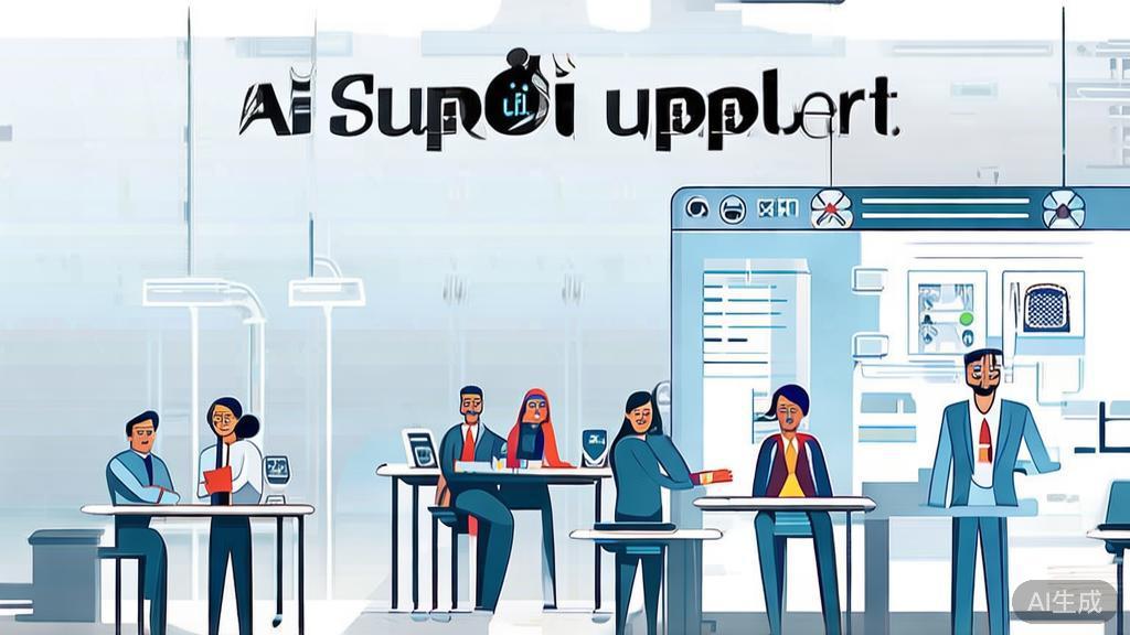 High-quality business illustration regarding tech support for AI tools, minimal flat design