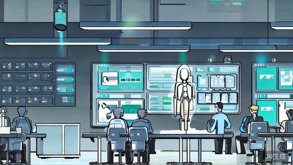 High-quality business illustration regarding corporate training with AI short drama, minimal flat design