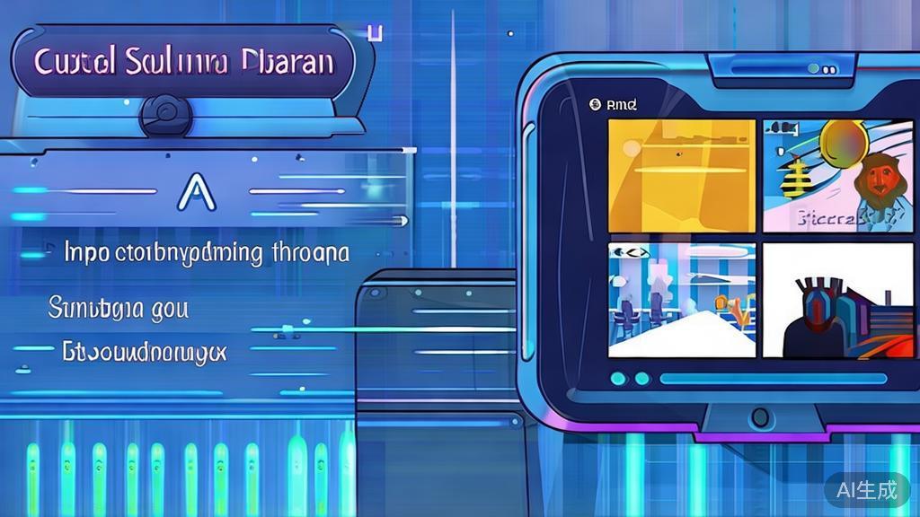 Flat vector illustration of cultural storytelling using AI short drama, dashboard style, soft blue gradient