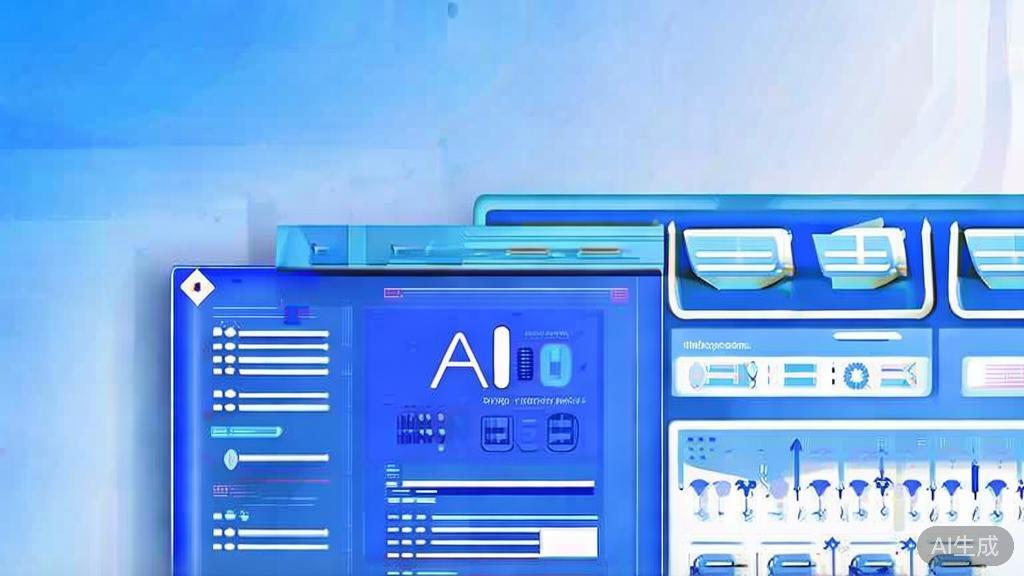 Flat vector illustration of maximizing AI tool usage for short drama production, dashboard style, soft blue gradient