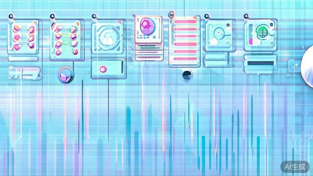 Flat vector illustration of character development in AI short dramas, dashboard style, soft blue gradient