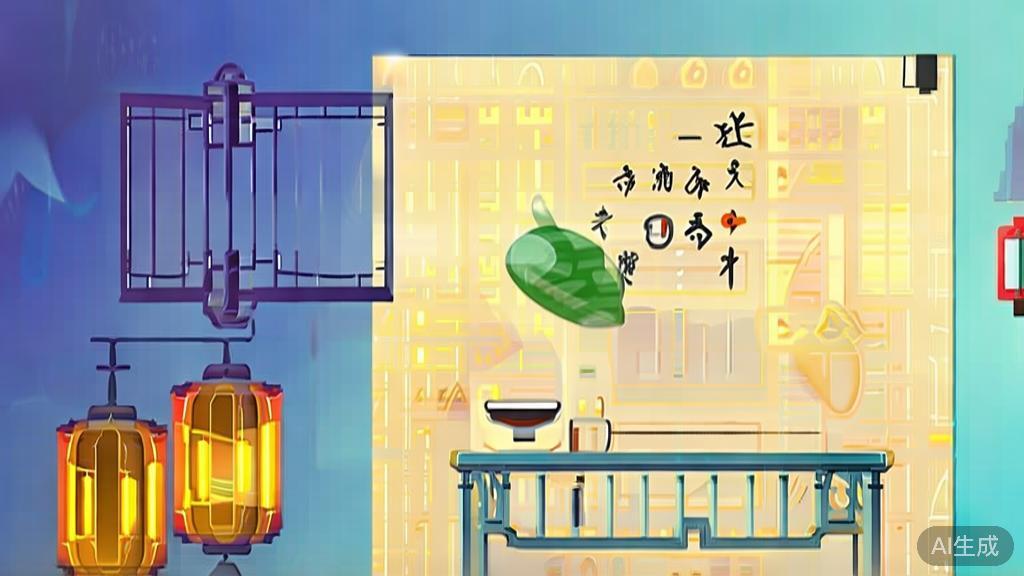 Flat vector illustration of traditional short drama, dashboard style, soft blue gradient