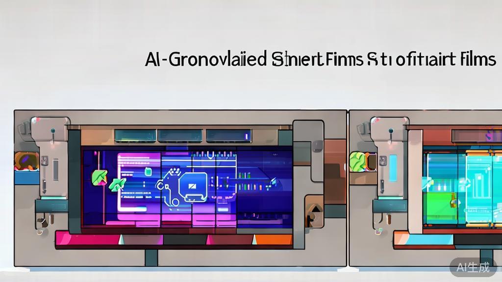 High-quality business illustration comparing AI short films and traditional short films, minimal flat design
