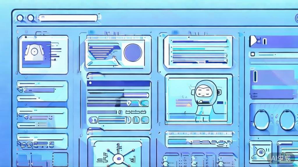 Flat vector illustration of AI content creation, dashboard style, soft blue gradient