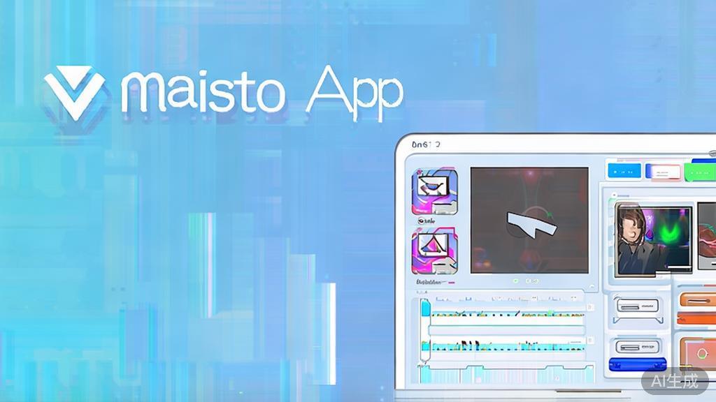 Flat vector illustration of Magisto app in action, dashboard style, soft blue gradient
