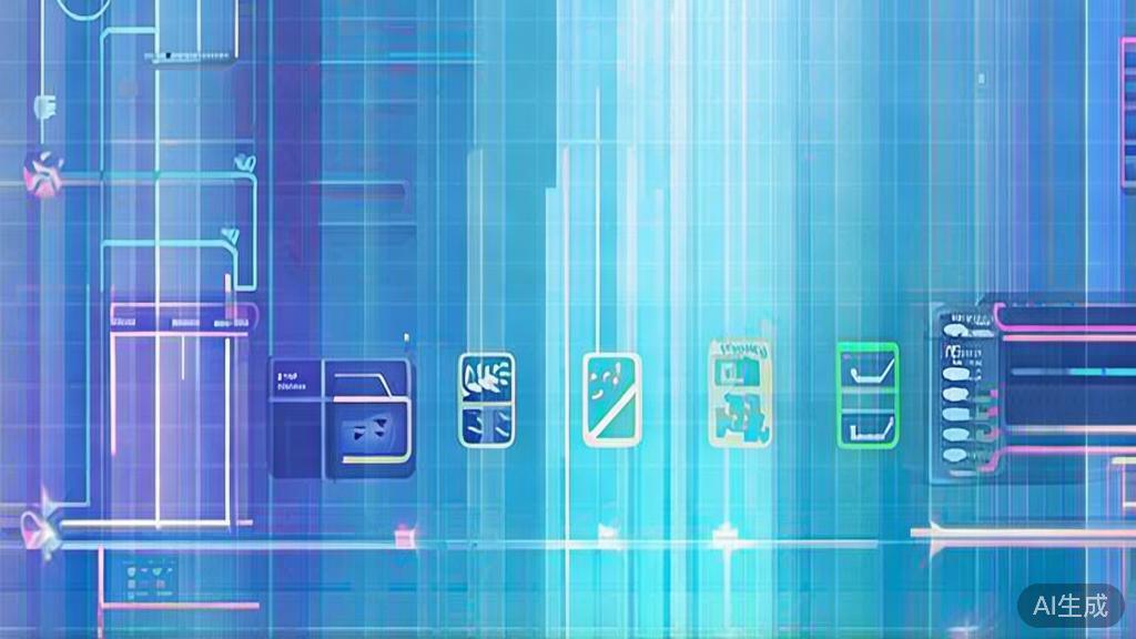 "Flat vector illustration of creative process in AI short drama production, dashboard style, soft blue gradient"