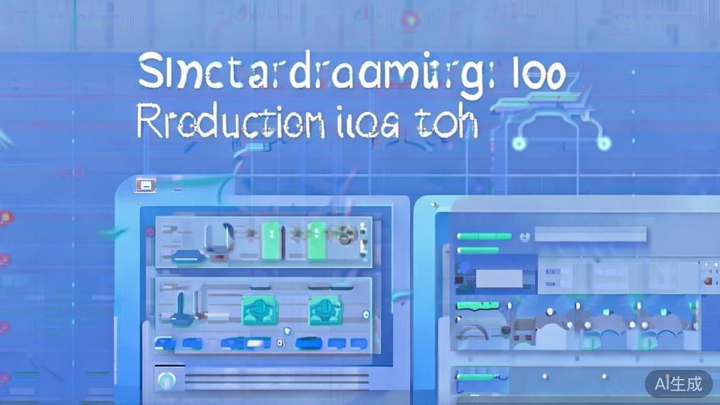 Flat vector illustration of user interface of AI short drama production tool, dashboard style, soft blue gradient