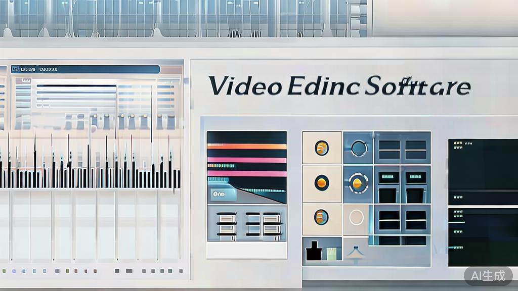 High-quality business illustration regarding video editing software features, minimal flat design
