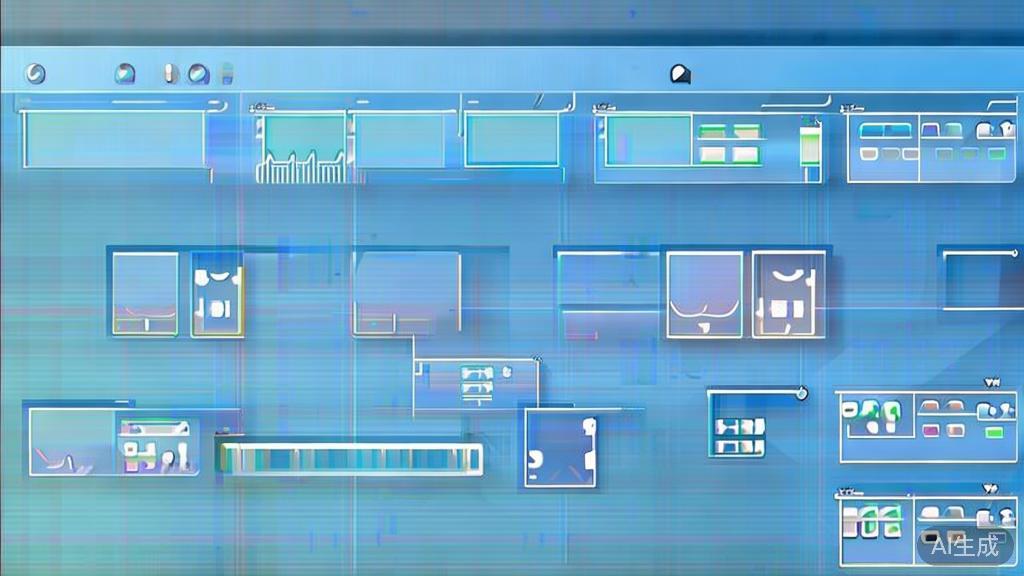 "Flat vector illustration of organizing video footage, dashboard style, soft blue gradient"