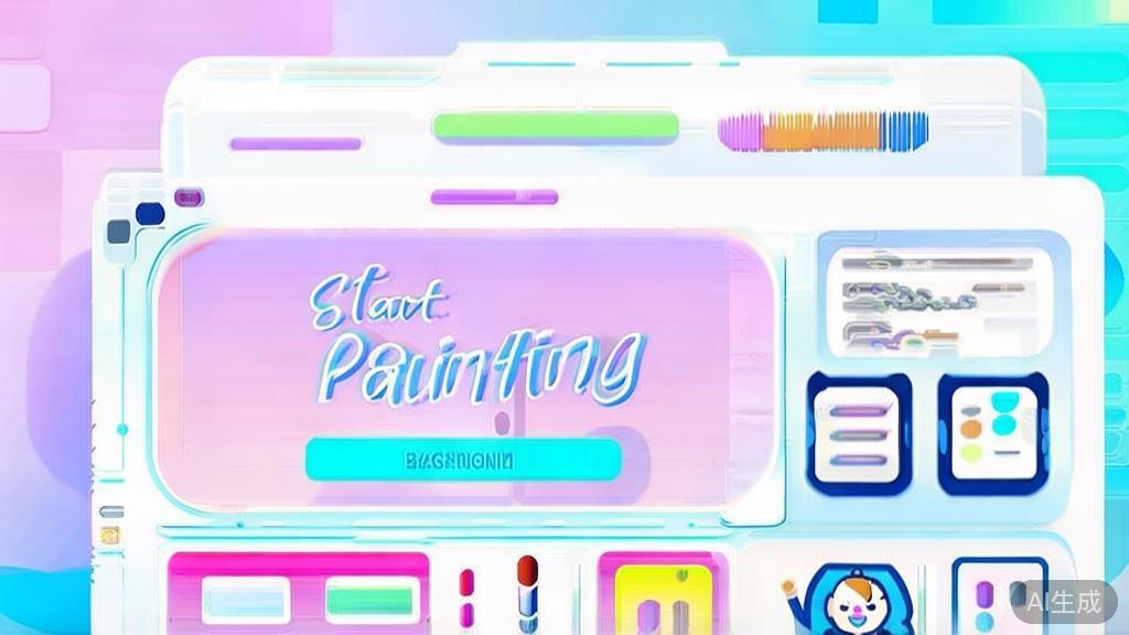 High-quality business illustration regarding AI绘画工具 for beginners, minimal flat design