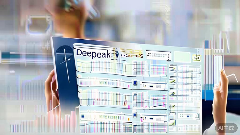 "High-quality business illustration depicting a user analyzing search results from deepseek, minimal flat design"